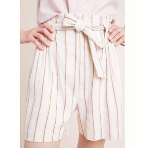 Anthropologie Striped High Waisted Paperbag Shorts